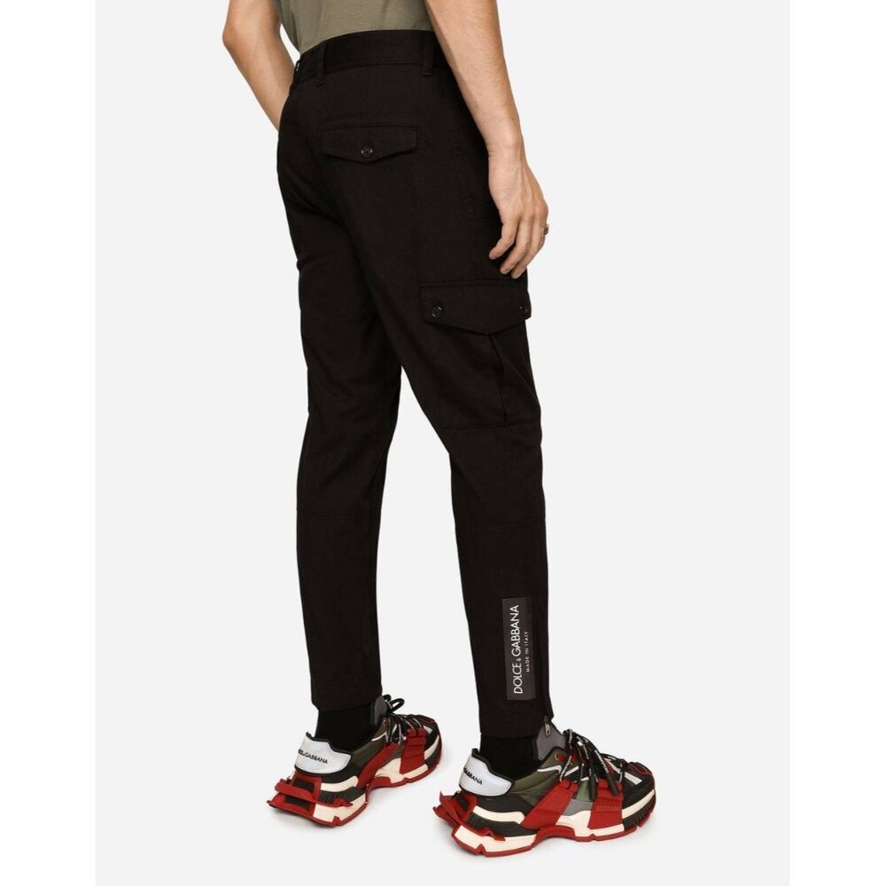 DOLCE & GABBANA Cropped Logo-print Twill Cargo Pants Size 54 $1229